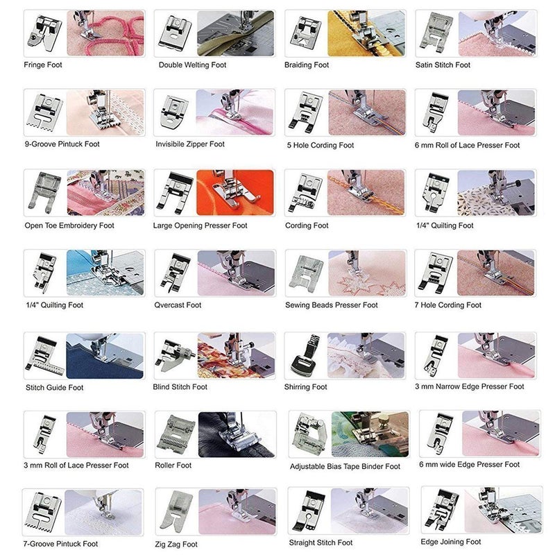 Stormshopping Professional Domestic 30 PCS Sewing Machine Presser Foot Presser Feet Set for Brother, Babylock, Singer, Janome, Elna, Toyota, New Home, Simplicity and Kenmore Low Shank Sewing Machines - Image 4